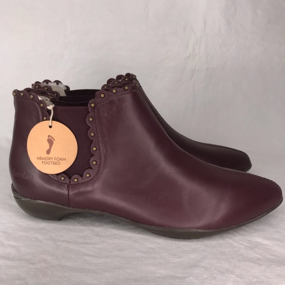 Jambu Rimini Purple Leather Studded Ankle Booties